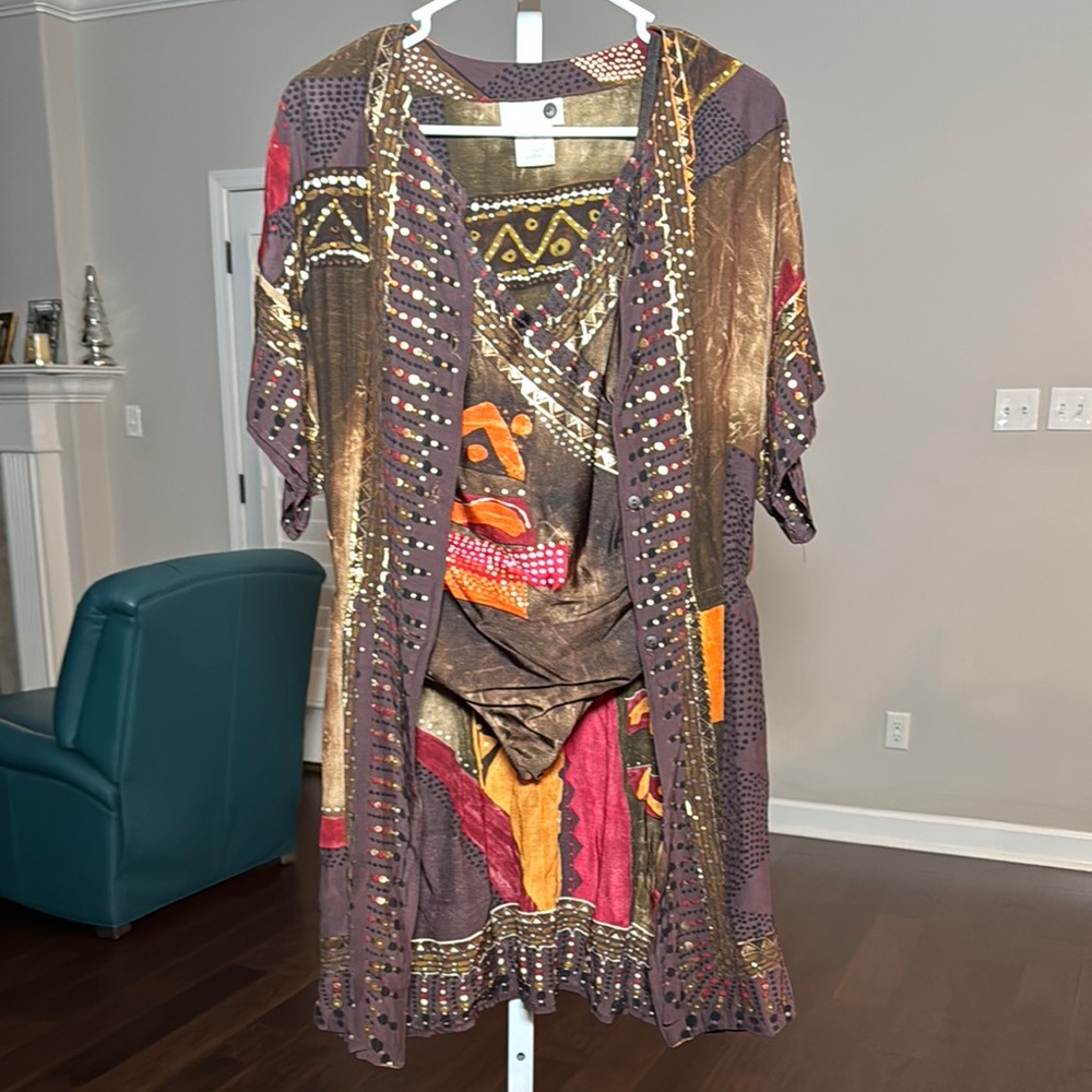 Gottex Colorful Patterned Swimsuit with Coverup, 2 Pieces Beach, Resort Wear